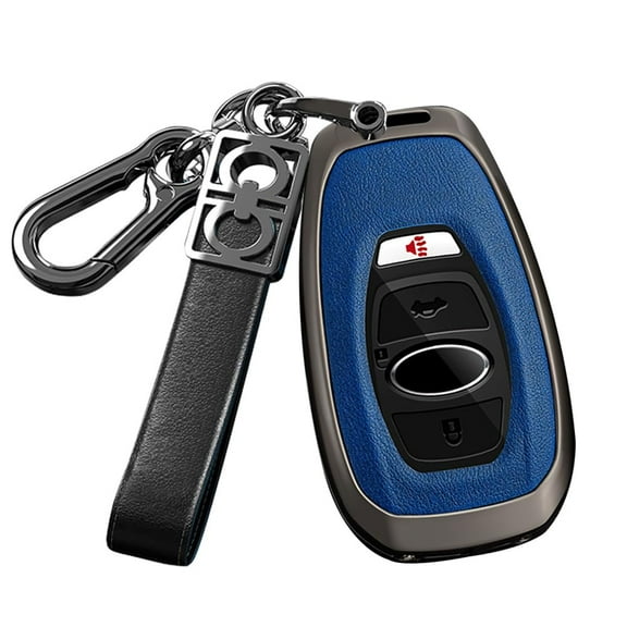 Metal Key Fob Cover Leather Car Key Case Fit for Subaru Accessories compatible with Subaru Ascent 2019-2021,BRZ 2022,Crosstrek 2018-2022,Forester 2019-2022,Impreza 2017-2021,Legacy 2018-2021,Outback