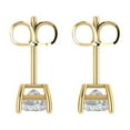 thumbnail image 4 of 14K Solid Gold Push Back Stud Earrings for Women | 1 cttw Princess Cut Moissanite | Yellow Gold, 4 of 5