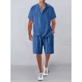 thumbnail image 2 of Michellecmm  Men Beachwear Sets Short Sleeve Button Up Tops Solid Color Shorts Set, 2 of 9