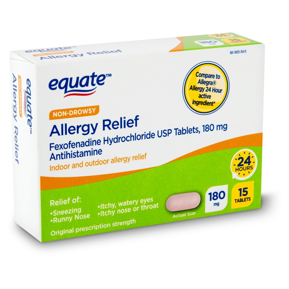 Equate NonDrowsy Allergy Relief Tablets, 180 mg, 15 count Walmart