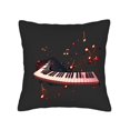 thumbnail image 4 of Set of 2 18x18in Throw Pillow Covers with Artistic Piano Keyboard Design Vibrant Musical Notes in Red & Orange on Dark Background, 4 of 8