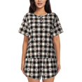 thumbnail image 1 of Balery Black Plaid Heart Conjunto de Pijama para Mujer con Estampado, Dos Piezas de Manga Corta y Shorts, Ropa de Dormir Suave con Cuello Redondo y Bolsillos-4X-Large, 1 of 6