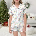 thumbnail image 4 of Toddler Silk Pajamas for Girls Valentines Day Pajamas Short Sleeve Star Print Button Down Loungewear Little Girl Pajamas 3-4 Years, 4 of 4