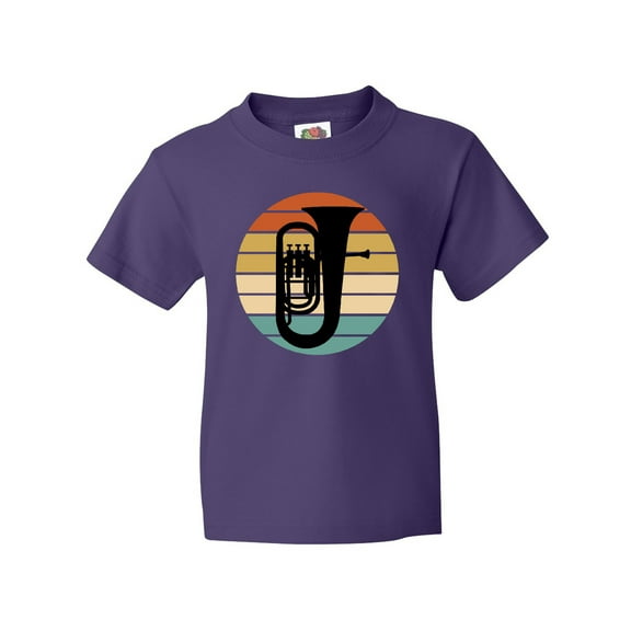 Inktastic Tuba Music Retro Sunset Silhouette Youth T-Shirt