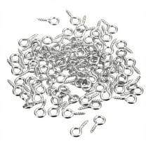Uxcell Small Screw Eye Pins Hooks Mini Eyelets Screws Threaded Self Tapping Screw Nickel Silver 5x10x1.2mm