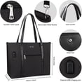 thumbnail image 2 of Laptop Tote Bag for Women 17.3 Inch Laptop Bag Large Teacher Tote Bag Waterproof Nylon Work Bag with Wristlet Wallet Computer Tote Bag Handbag Satchel Shoulder Bag (2pcs), 2 of 8