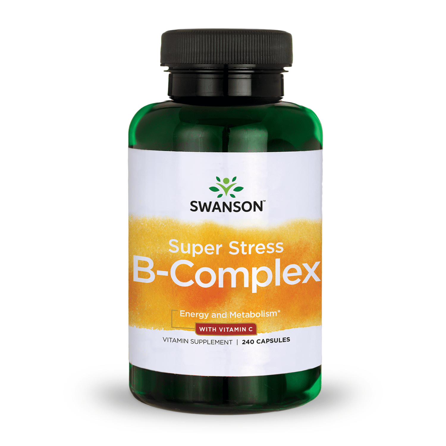 swanson b vitamin stress complex with vitamin c, stress relief, energy, immune health 500 mg 240