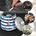 thumbnail image 4 of Yayeee Ashtray with Lid for Cigarette Smokeless Stainless Steel Home Ash Holder, Blue Sailboats, 4 of 7