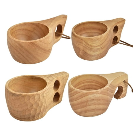 

SPRING PARK Wooden Cup Rubber Wood Drinking Cup for Coffee Tea Milk