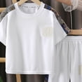 thumbnail image 3 of larppty Boys Clothes 2PCS Outfits Color Block T Shirt & Shorts Teen Boy Clothes Kids Summer Clothing Sets (7-8 Years,White), 3 of 3