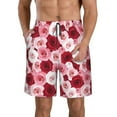 thumbnail image 2 of Uemuo Rose Pattern Men's Swim Trunks Hawaiian Beach Bathing Suit Swimsuits Beach Quick-Dry Shorts with Pockets-Large, 2 of 9