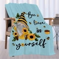 thumbnail image 2 of Gnome Blanket,Sunflower Gnomes Flannel Throw Blanket,Ultra Soft & Lightweight & Cozy Throw Blanket for Couch, Sofa and Bed for Home Decor All Seasons(Gnome Love,40"x50"-Kids/Throw Size), 2 of 6