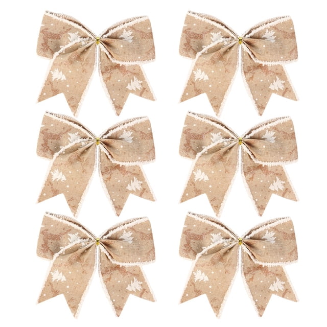 Chendee 6 Pcs Nœuds de Noël Rouges pour Décorations d'Arbre - Couronnes Scintillantes de 5,5 Pouces, Marron