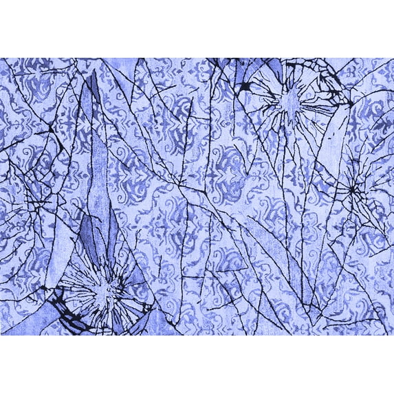 Ahgly Company Machine Washable Indoor Rectangle Abstract Blue Contemporary Area Rugs, 5' x 7'