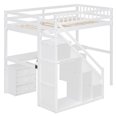 thumbnail image 6 of Twin Size Loft Bed with Desk and 2 Chest of Drawers, Wood Loft Bed Twin with Light Strip & Storage Stairs, Safety Guardrail, No Box Spring Needed, 220LBS Capacity, White, 6 of 9