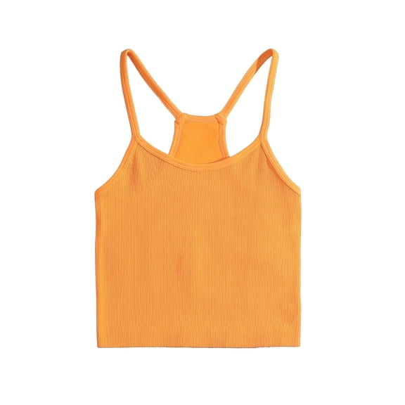 SHTXOZHI Womens Ribbed Tank Top Crisscross Back Spaghetti Strap Tops Crew Neck Casual Dressy Cropped Summer Tees