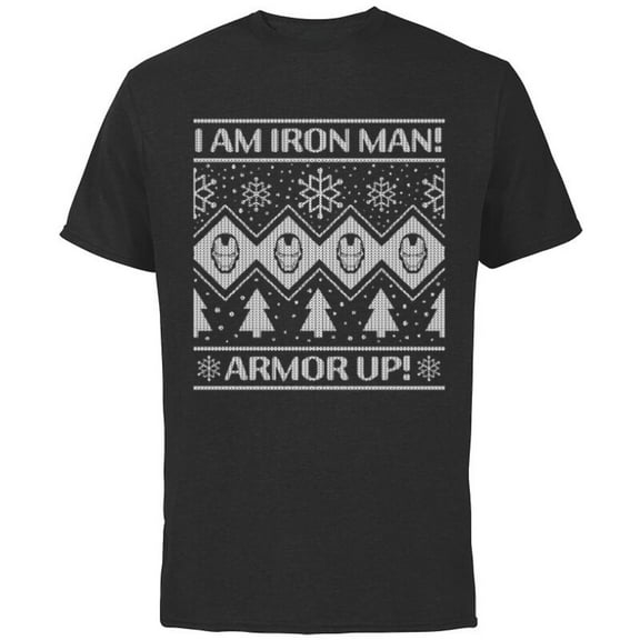 Marvel Iron Man Armor Up Holiday - Short Sleeve Cotton T-Shirt for Adults - Customized-Black