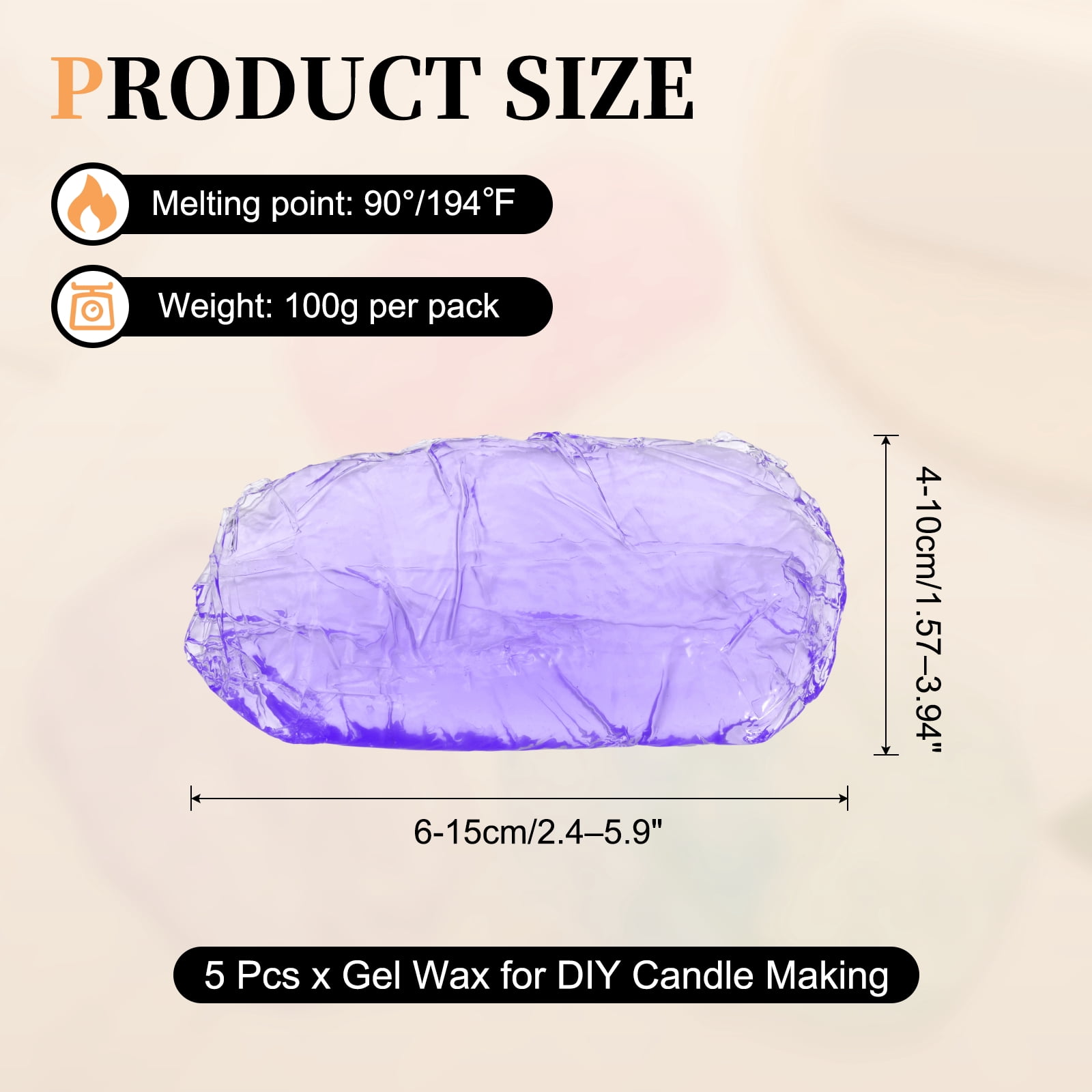 1lb Gel Wax for Candle Making, High Transparency Gel Wax Melts Candles Making Supplies for DIY Handmade Candle Decorative Material Supplies, Purple,5pcs