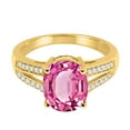 thumbnail image 2 of Mauli Jewels Rings for Women 2.52 Carat Oval Pink Topaz and Diamond Ring 4-Prong 10K Yellow Gold, 2 of 6