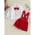 thumbnail image 4 of Christmas Toddler Baby Boys Gentleman Clothes Sets 6M 1Y 2Y 3Y  4Y 5Y 2pcs Long Sleeve Bow Shirt+Red Suspender Shorts Santa Claus Outfits, 4 of 10