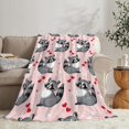 thumbnail image 4 of Cute Raccoon Blanket for Girls Women Gifts for Raccoon Lovers Raccoon Throw Blanket for Kids Adults Ultra Soft Cozy Fleece Blanket for Couch Sofa \u200bBed Pink 50"x60", 4 of 6