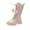Pink Boots, variant on YMUQEIGH Girls Leather Riding Knee High Boots with Side Zipper Fashion Round Toe Comfortable Low Heel Lace Up Combat Boots Lug Sole Motorcycle Boots Little Kid/Big Kid