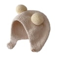 thumbnail image 6 of Cute Winter Pompom Baby Warm Kids Girl Boys Hats Fleece Hemming Caps with Ball Solid Ear Protection Soft Bonnet, 6 of 6