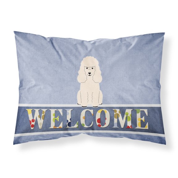 Carolines Treasures BB5651PILLOWCASE Poodle White Welcome Fabric Standard Pillowcase Standard multicolor
