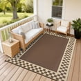 thumbnail image 3 of Garvee 9'x18' Outdoor Rug Waterproof Reversible Modern Geometric Neutral Outdoor Patio Rug, Plastic Straw Rugs Camping Carpet for Patio RV Balcony Deck Backyard, Brown, 3 of 7