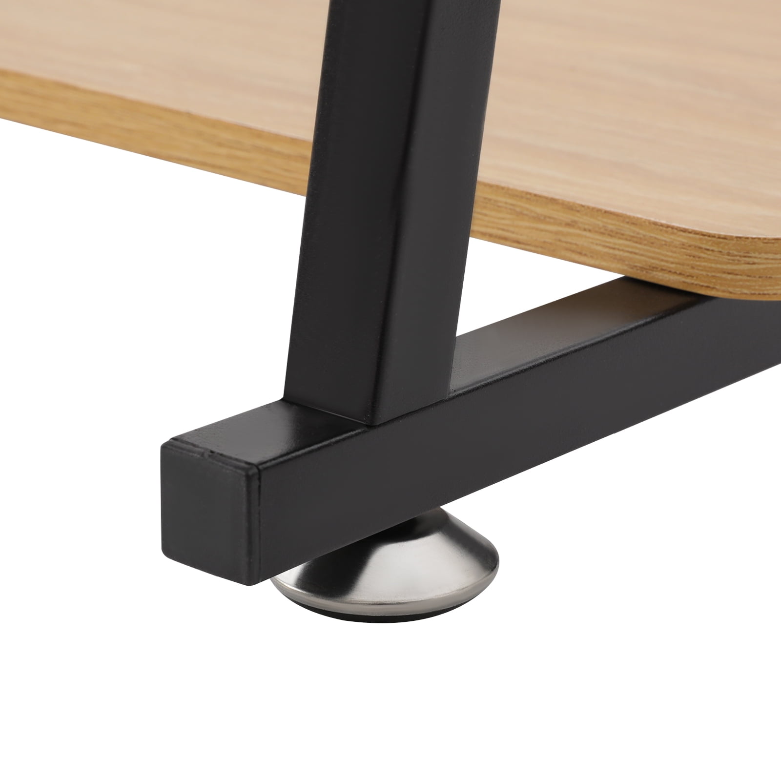 Free Standing Home Office Desk, Rolling 3-Tier Computer Desk (Black+Log Color)