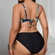 thumbnail image 4 of Trajes de baño Amzcrzy Tankini para mujer, trajes de baño, moda para mujer, traje de baño de talla grande, traje de baño estampado con tirantes laterales, traje de baño dividido, amarillo, XL, 4 of 7