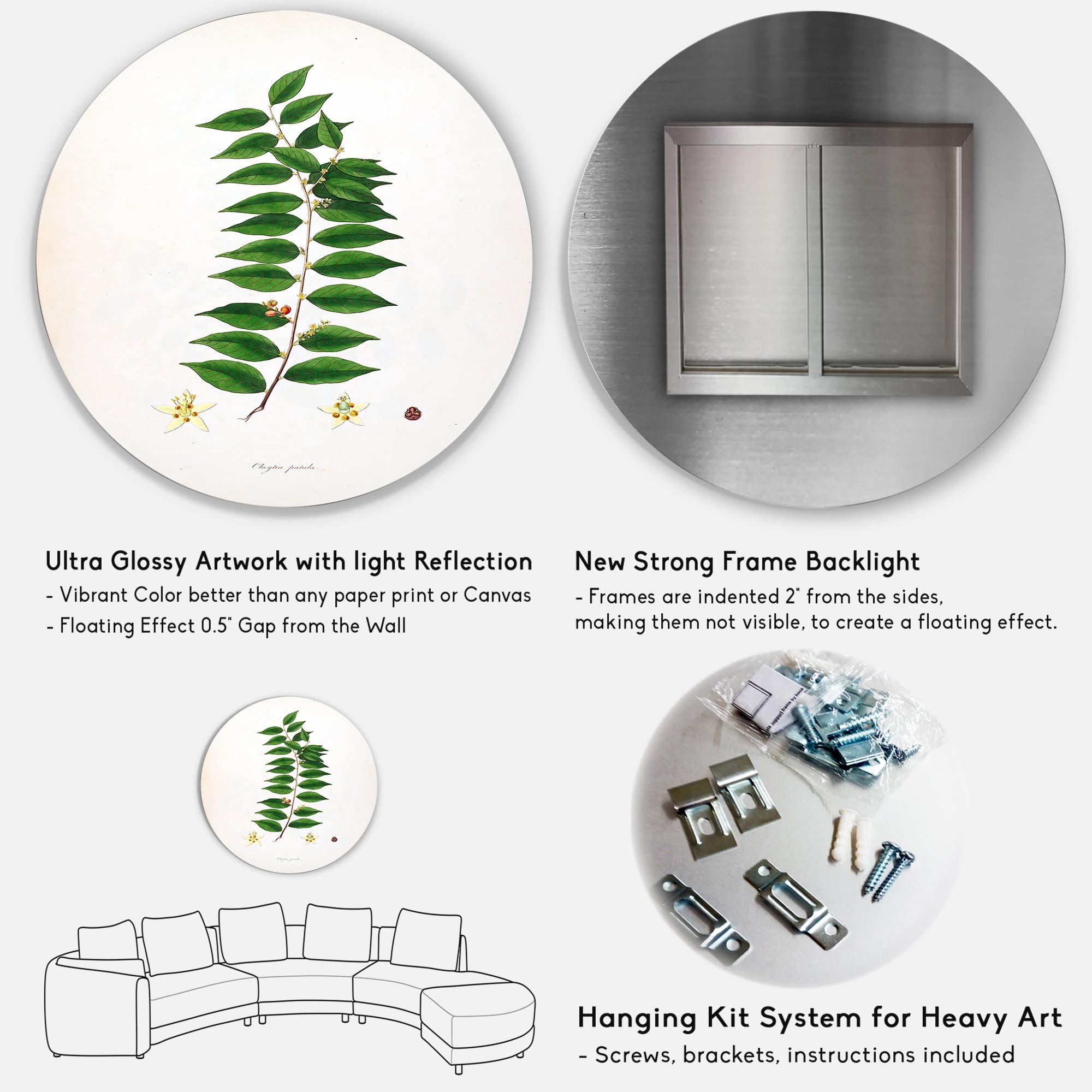 Designart 'Ancient London Plants VI' Farmhouse Circle Metal Wall Art 29x29 - Disc of 29