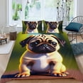 thumbnail image 2 of Pug Conjunto de sábanas temático, trío de piezas, cómodo y amigable con la piel, diseño único, regalo de decoración para el hogar para familiares, amigos y fans,140cm *210cm, 2 of 6