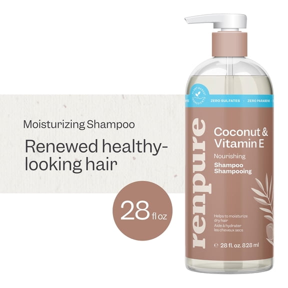 Renpure Coconut & Vitamin E Nourishing Shampoo, for All Hair Types, 28 fl oz
