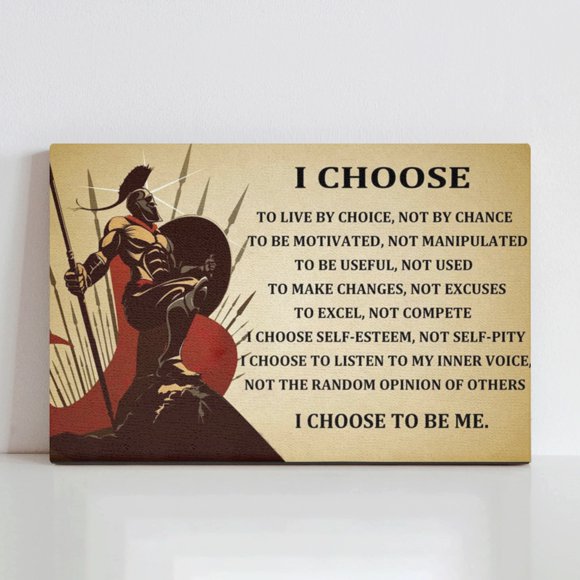 RAYZEL I Choose To Live By Choice Vintage Inspirational Posters Canvas Quotes Wall Art Prints Picture Modern Giclee Painting Decoration Samurai Artwork 18x12inch Framed