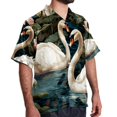 thumbnail image 2 of Swan Men's Casual Poplin Button Down Short Sleeve Hawaiian Beach Shirt, 2 of 6