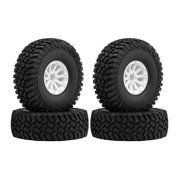 4 neumáticos de repuesto para crawler RC a escala 1/10. Accesorios y piezas para neumáticos. Cubo de rueda blanco