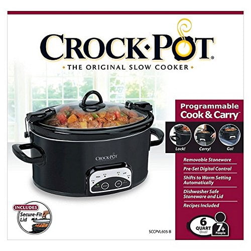 6-Quart Cook & Carry Programmable Slow Cooker with Digital Timer, Stainless  Steel