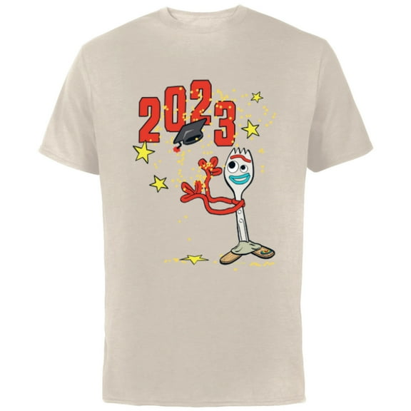 Disney and Pixar’s Toy Story Forky Class of 2023 Graduation - Short Sleeve Cotton T-Shirt for Adults - Customized-Natural