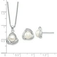thumbnail image 2 of Beautiful Sterling Silver Rhod 6-7mm White FWC Pearl Necklace/Earring Set, 2 of 2