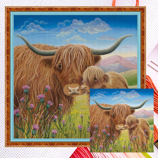 (14CTABB-227__B__ 40x40 tela blanca) Hilo algodón ecológico bordado 14CT 2 hebras tela blanca 40*40cm kit serie punto cruz yak