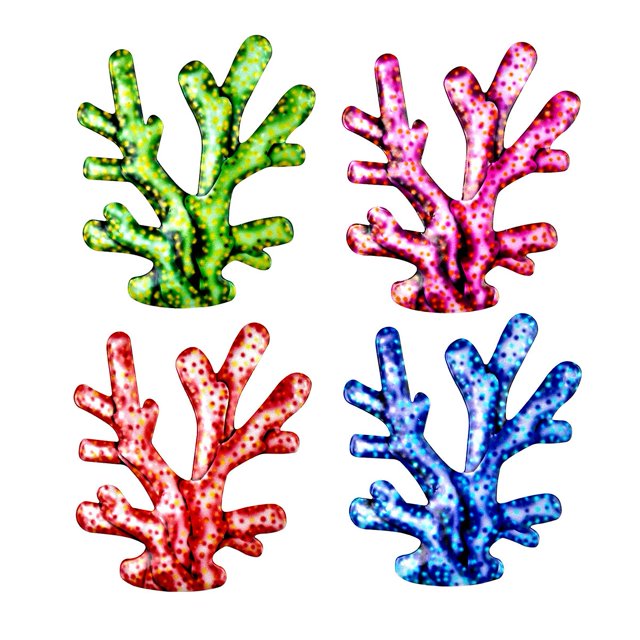4PCSSea Plantas Decoración de pared Metal Simulación Coral Arte de la pared Decoración Colgante Color brillante