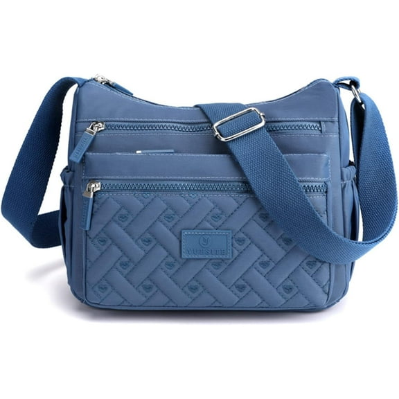 Women Crossbody Bag Multi-Pocket Nylon Waterproof Lightweight Casual Shoulder Handbag Purse Bookbag