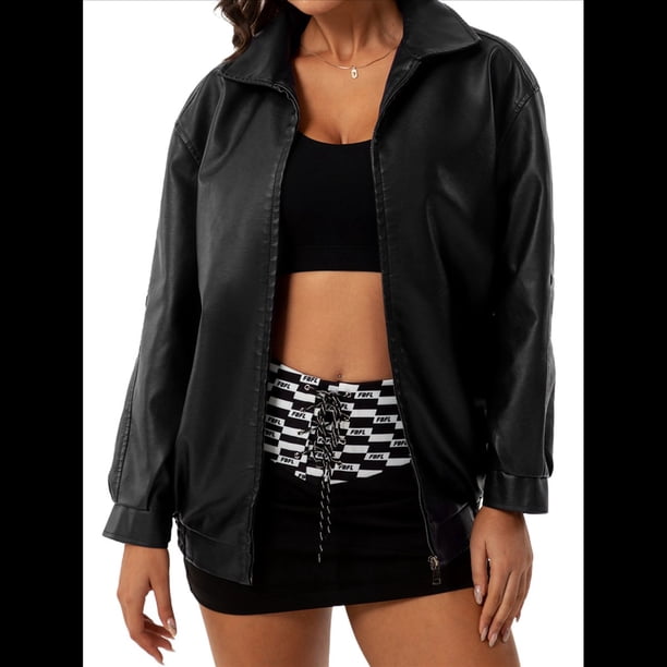 Chaquetas de Holgadas de Larga con Solapa para Mujer, Moda Otoño 2025, Ropa de Invierno. Negro XXL