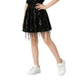 thumbnail image 2 of BLTIBY Girls Sequin Tassel Skirt Belly Dance Hip Scarf Party Trendy Lightweight Wrap Fringe Sparkly Glitter Costume Outfits Black 3-4 Years, 2 of 5