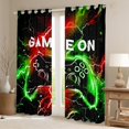 thumbnail image 2 of jejeloiu Colorful Game Console Curtains Pack of 2 (42x84 Each),Kids Gamepad Controller Curtains Blackout,Gradient Green Red Lightning Bedroom Curtains For Teens,Luxury Bedroom Decor, 2 of 6