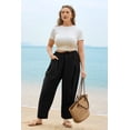 thumbnail image 2 of CASSIE LIZ Plus Size Pants Dress Wide Leg Crop Pleated Lounge Elastic High Waist Pants with Pockets Solid/Leopard (XL-5XL), 2 of 6
