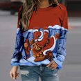 thumbnail image 2 of Womens Sweaters Quarter Zip Womens Sweatshirt Fall Pullover Sweater Romper Sweater for Women Ladies Fall Tops Ladies Round Neck Gradient Printing Long Sleeve Print Stitching Round Neck Red L, 2 of 6