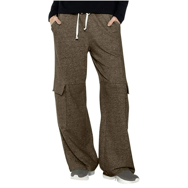 Timegard Pantalon Athlétique pour Femmes Taille Haute Élastique Jambe Droite Entraînement Course Pantalon Cargo Joggers