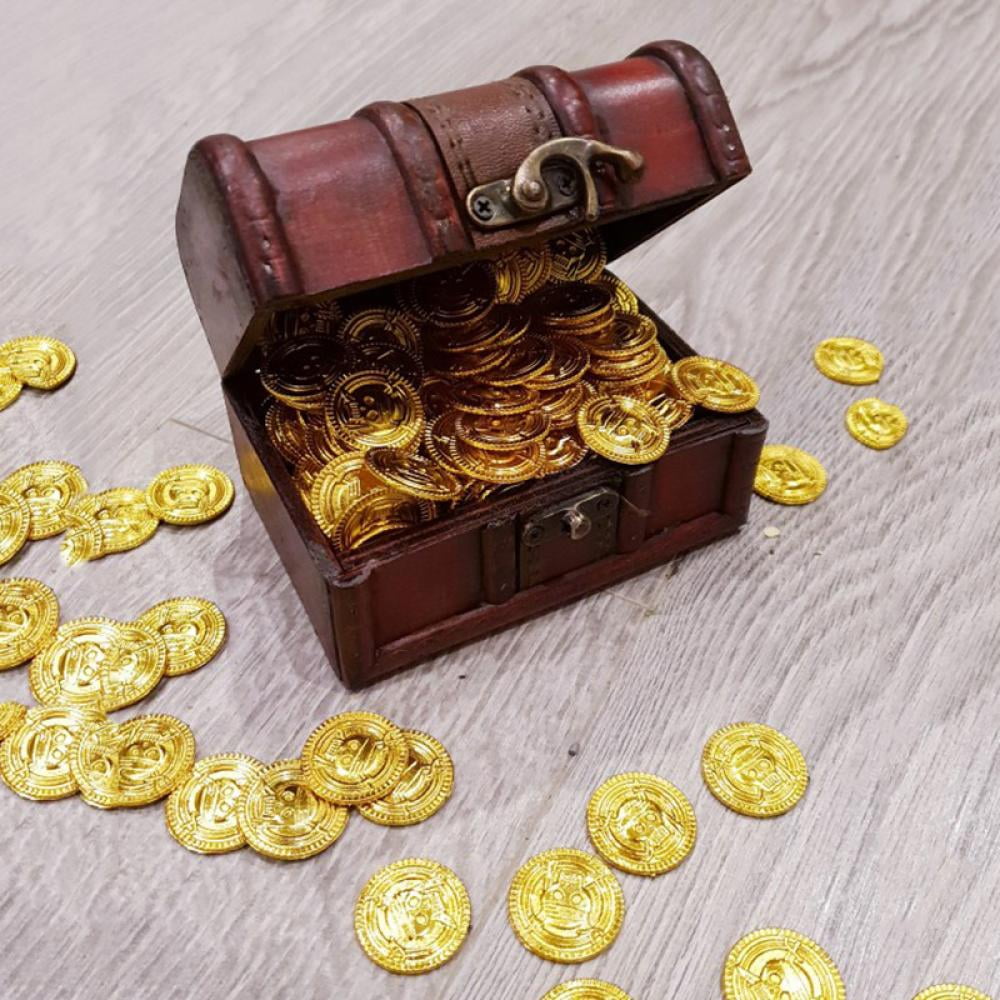 100 Gold Coins Pirate Party Treasure Plastic Loot Bag Toys Fillers Childrens Fun for sale online 